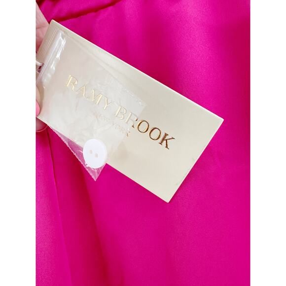 RAMY BROOK Pants Size L NEW $295 Satin Pocket Allyn Pant Shiny Fuchsia Pink - Picture 2 of 4